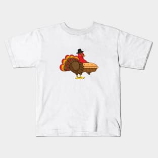 Cute Turkey with Pumpkin Pie Thanksgiving Kids T-Shirt